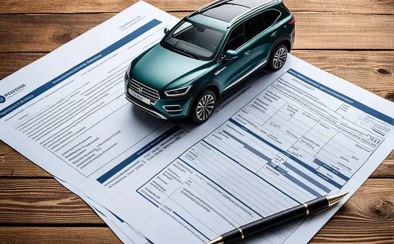 an-illustrated-finance-agreement-document-laid-out-on-a-wooden-desk-capturing-a-vehicle-as-part-of-